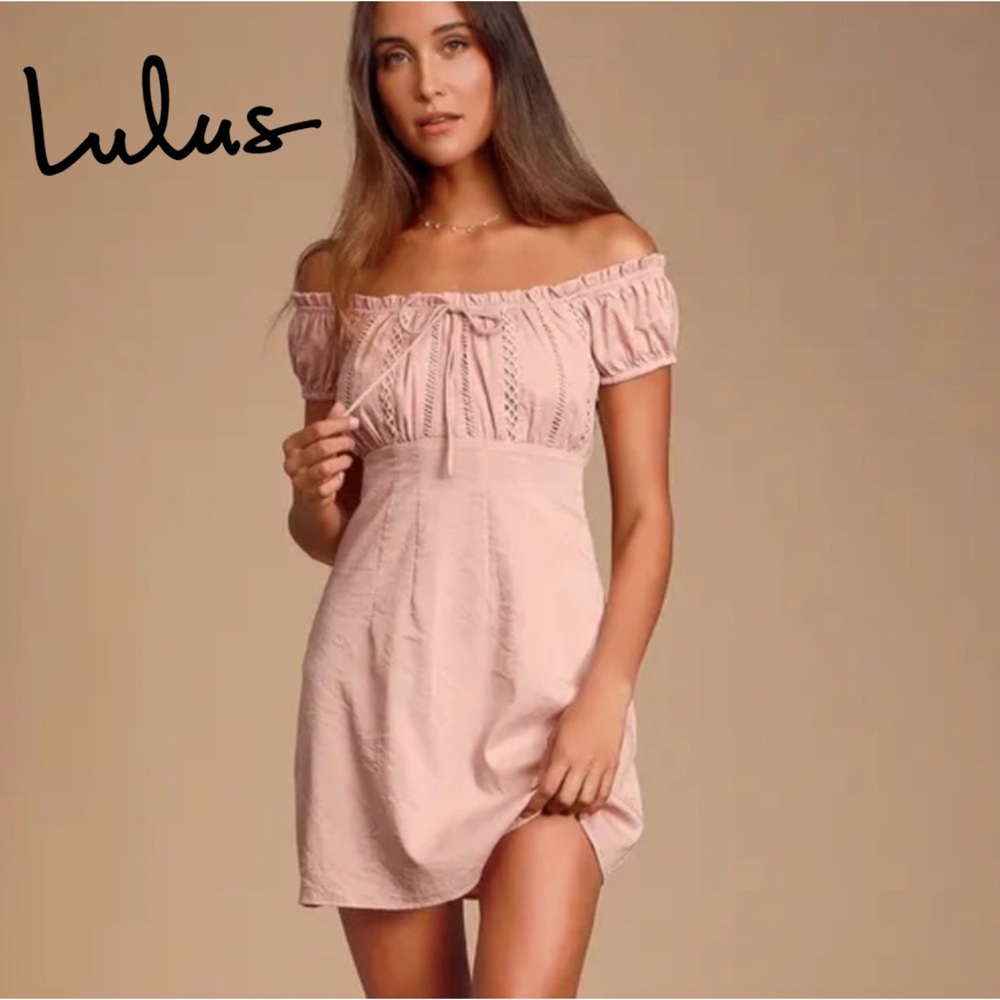 Lulus Wisteria Blush Pink Embroidered Mini Dress Size Small - Picture 1 of 13